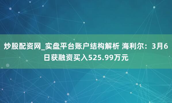 炒股配资网_实盘平台账户结构解析 海利尔：3月6日获融资买入525.99万元