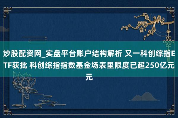 炒股配资网_实盘平台账户结构解析 又一科创综指ETF获批 科创综指指数基金场表里限度已超250亿元