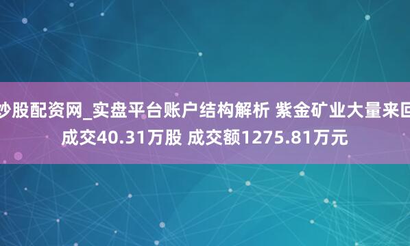 炒股配资网_实盘平台账户结构解析 紫金矿业大量来回成交40.31万股 成交额1275.81万元