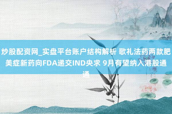 炒股配资网_实盘平台账户结构解析 歌礼法药两款肥美症新药向FDA递交IND央求 9月有望纳入港股通